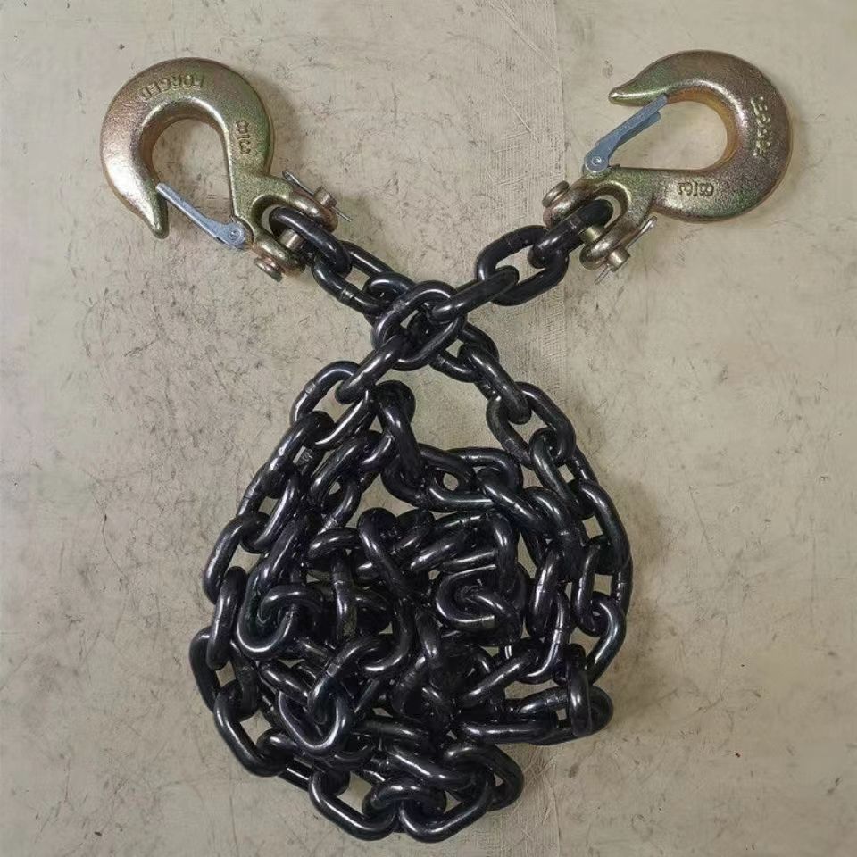 G80锰钢链条合金吊钩吊石头钩捆绑链起重链高强度羊角滑钩索具