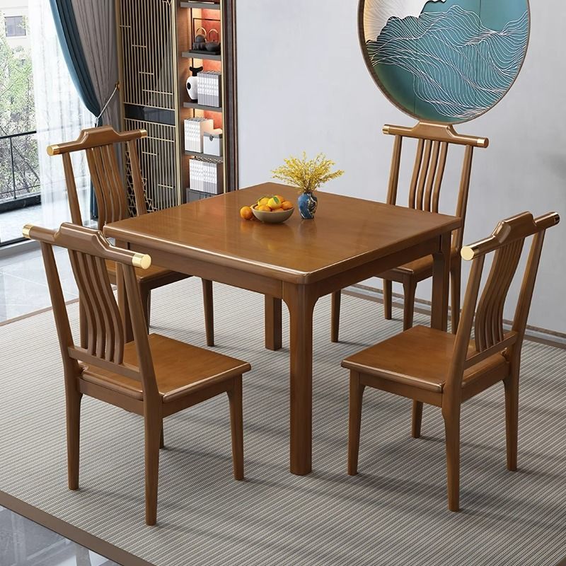 正方形全实木餐桌实木八仙桌小户型家用中式老式吃饭桌子套装简易