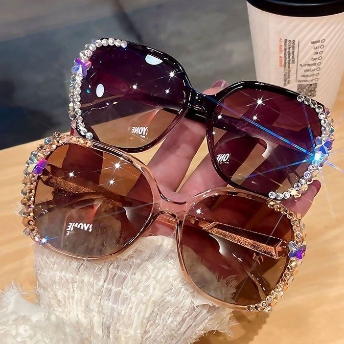 2025新款镶钻太阳眼镜女ins防晒防紫外线偏光洋气个性水钻墨镜潮