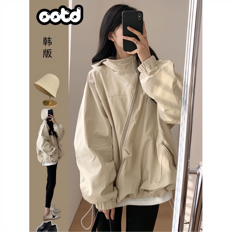 小香风连帽冲锋衣女秋季2025新款时尚休闲宽松夹克棒球休闲外套女