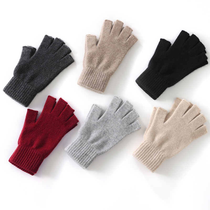 10121 纯羊绒半指手套 轻盈舒适保暖手套 男女通用