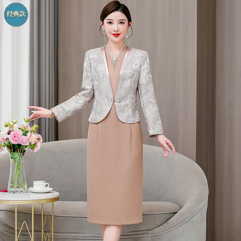 妈妈喜婆婆装婚宴礼服连衣裙高贵高档上档次气质奢华显瘦套装长裙