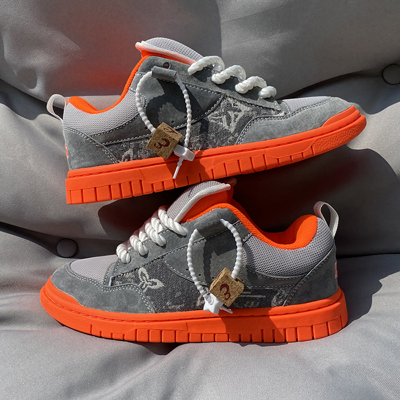 爆款灰橙色面包鞋厚鞋舌男士休闲鞋时尚潮鞋学院风少年感男鞋大码