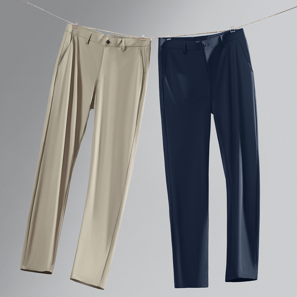 高弹冰丝透气薄款夏季男士商务休闲裤直筒裤百搭垂感免熨烫西裤