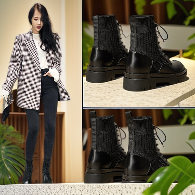 内增高8cm马丁靴女2025秋季新款瘦瘦ins单靴新款英伦风小个子短靴