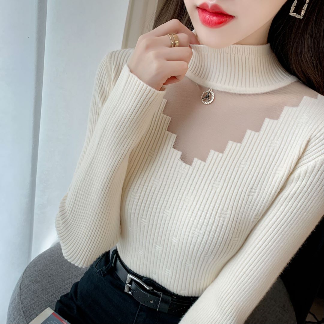 毛衣女半高领2025秋冬新款加厚针织打底衫女百搭修身上衣女T818