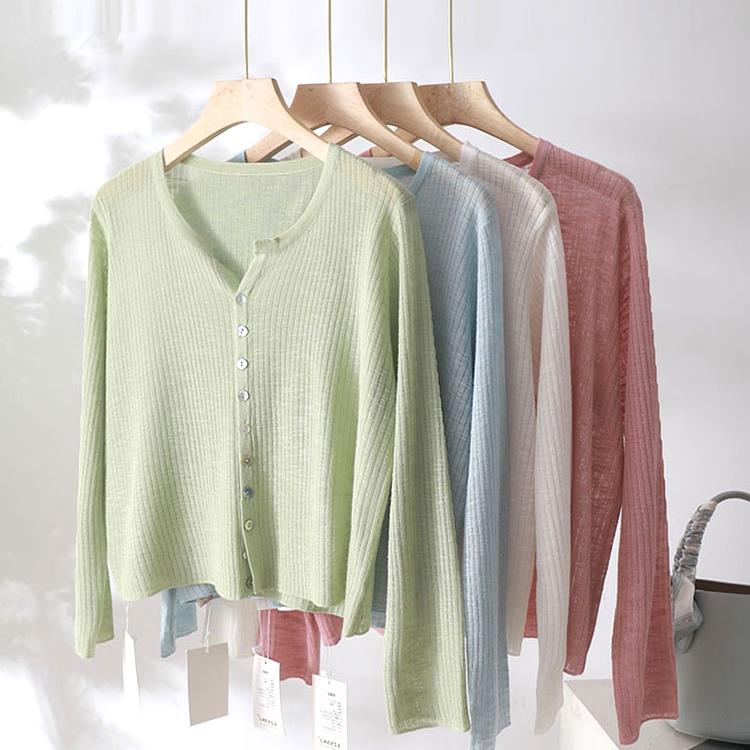 夏季新款防晒开衫女短款长袖薄外搭披肩上衣空调衫