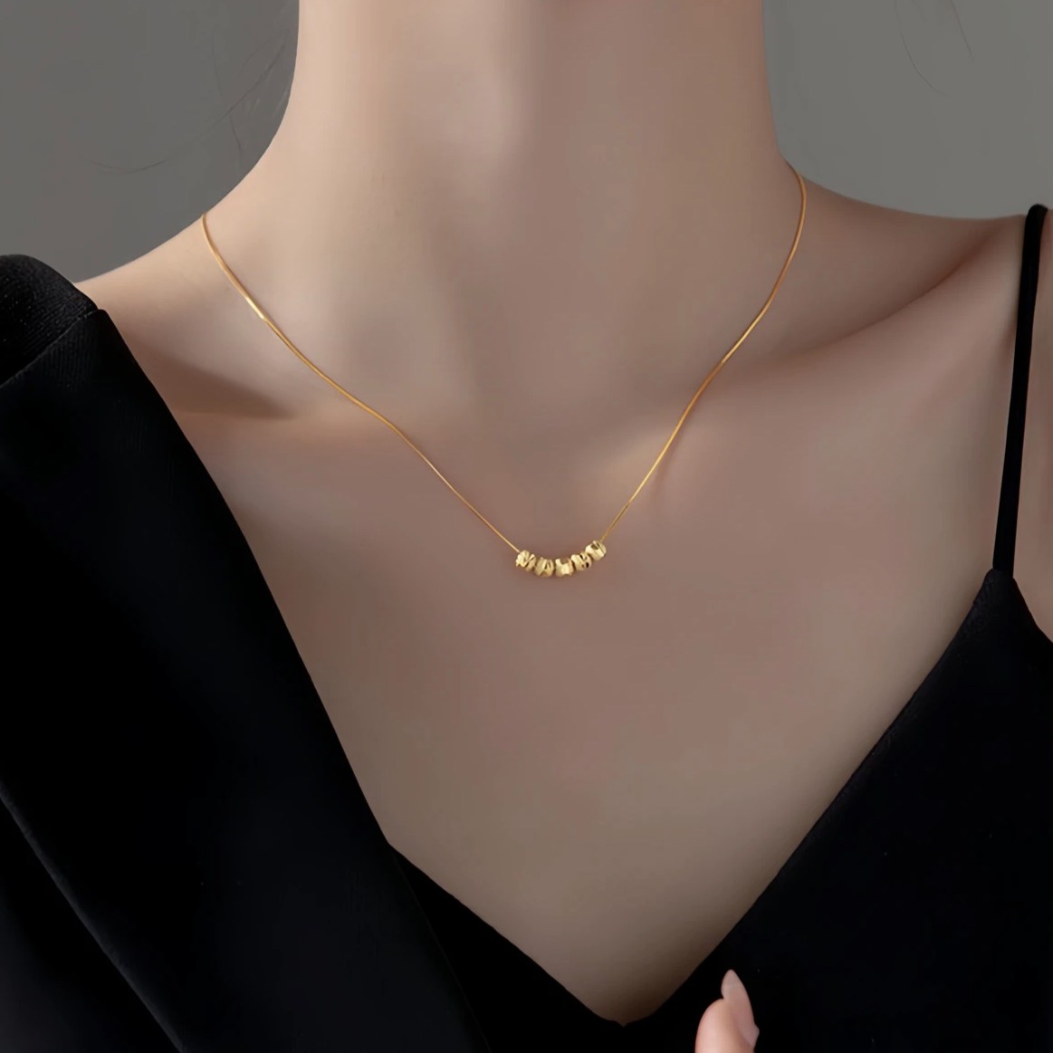 钛钢项链 转运不掉色五福临门车花珠子项链女网红时尚ins小众饰品