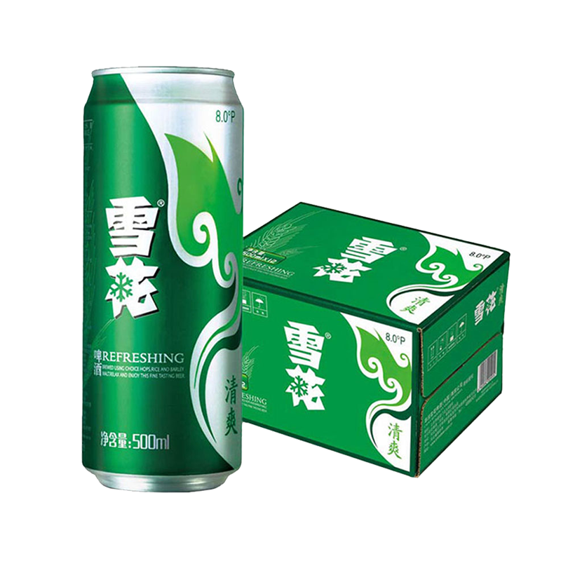 雪花（SNOW）8度啤酒 清爽500ml*12听 整箱装