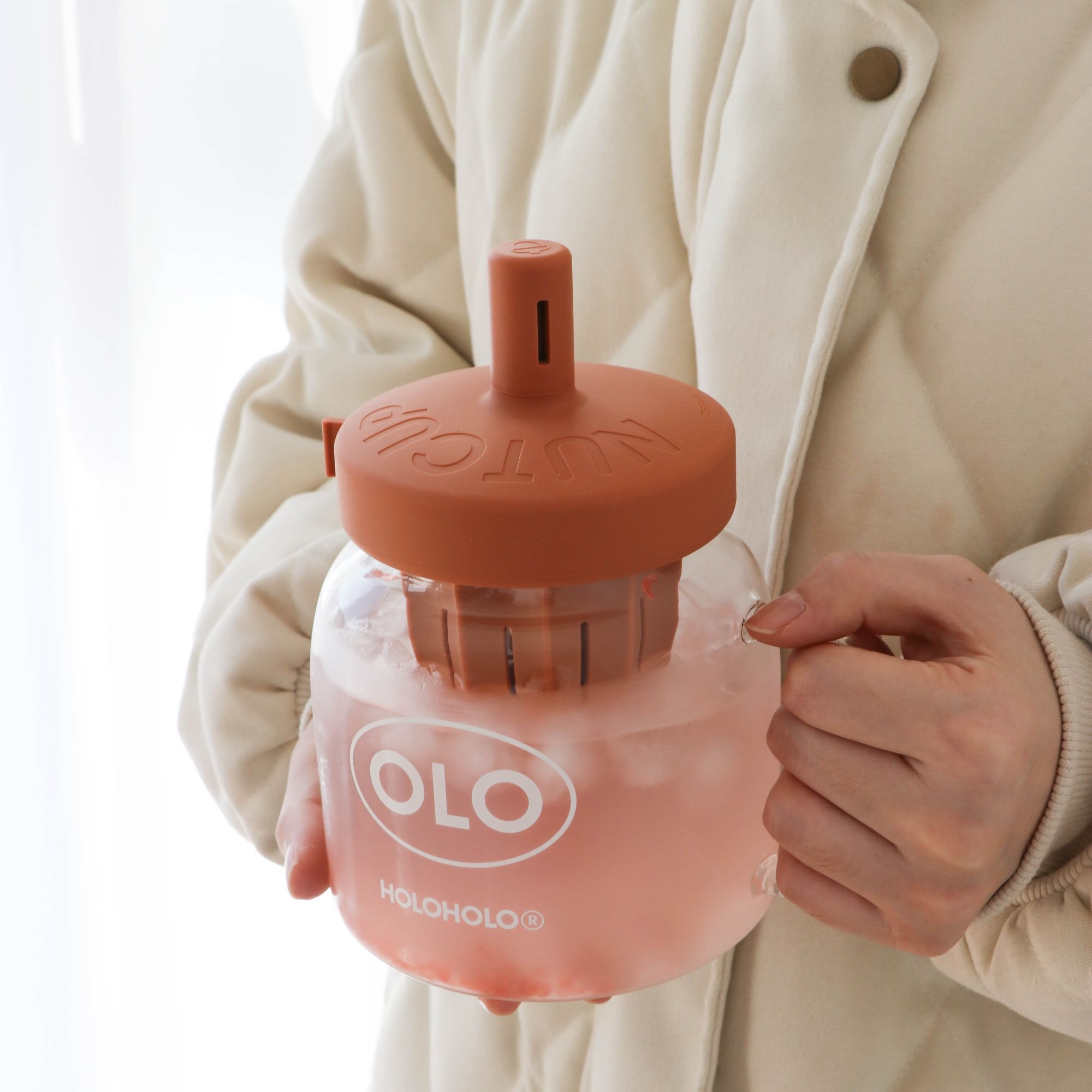 HOLOHOLO玻璃吸管杯榨汁茶泡冷萃杯大容量耐高温女生水杯