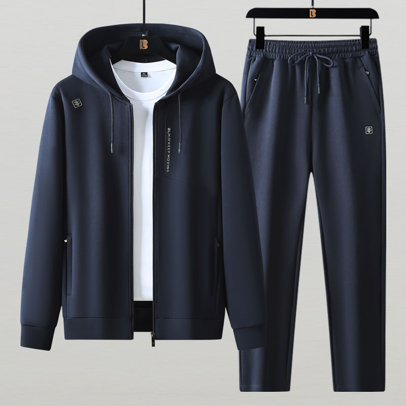 太空棉春季运动套装男士连帽休闲春秋款开衫卫衣宽松两件套大码潮