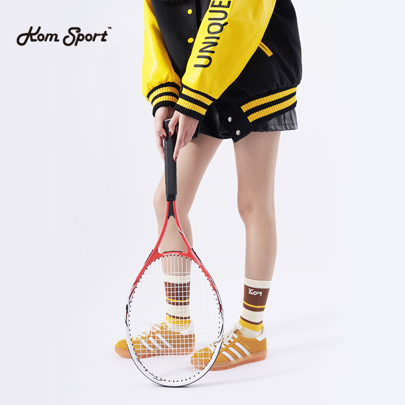 KOM 健身跑步运动袜毛圈袜子男女冬季加厚保暖跑步中筒条纹运动袜