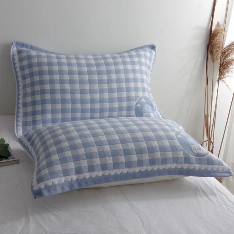 多层纱布枕巾一对装不掉毛不掉色情侣学生枕头巾高档简约