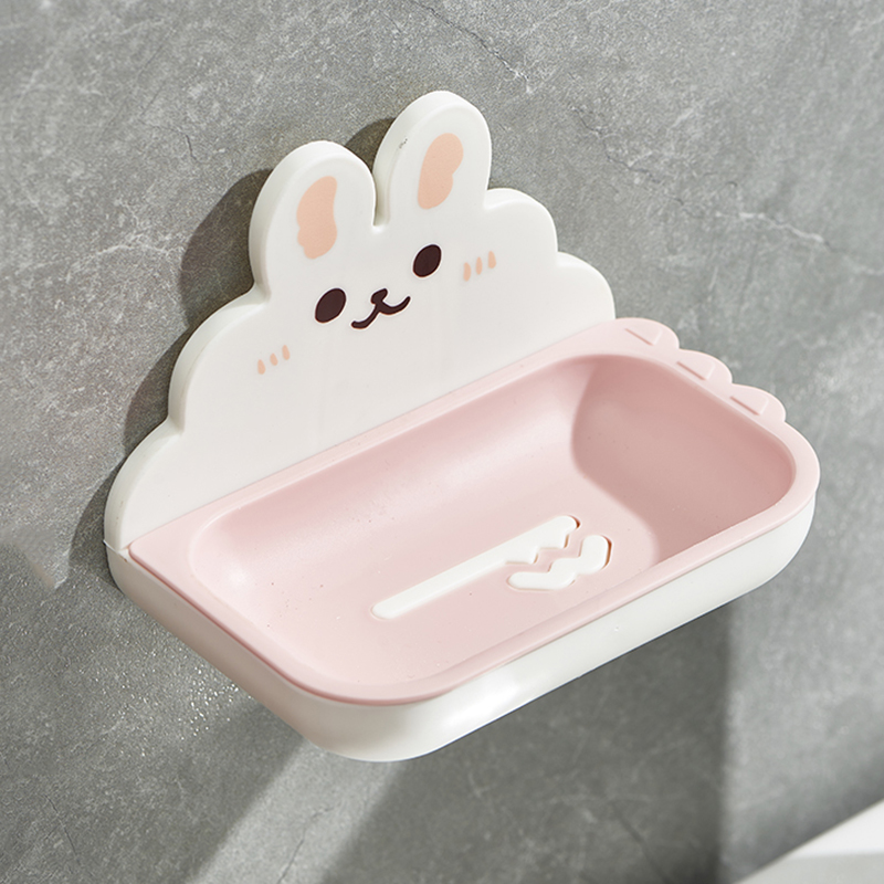 肥皂盒家用双层沥水大容量香皂盒卫生间无痕粘贴壁挂式卡通置物架