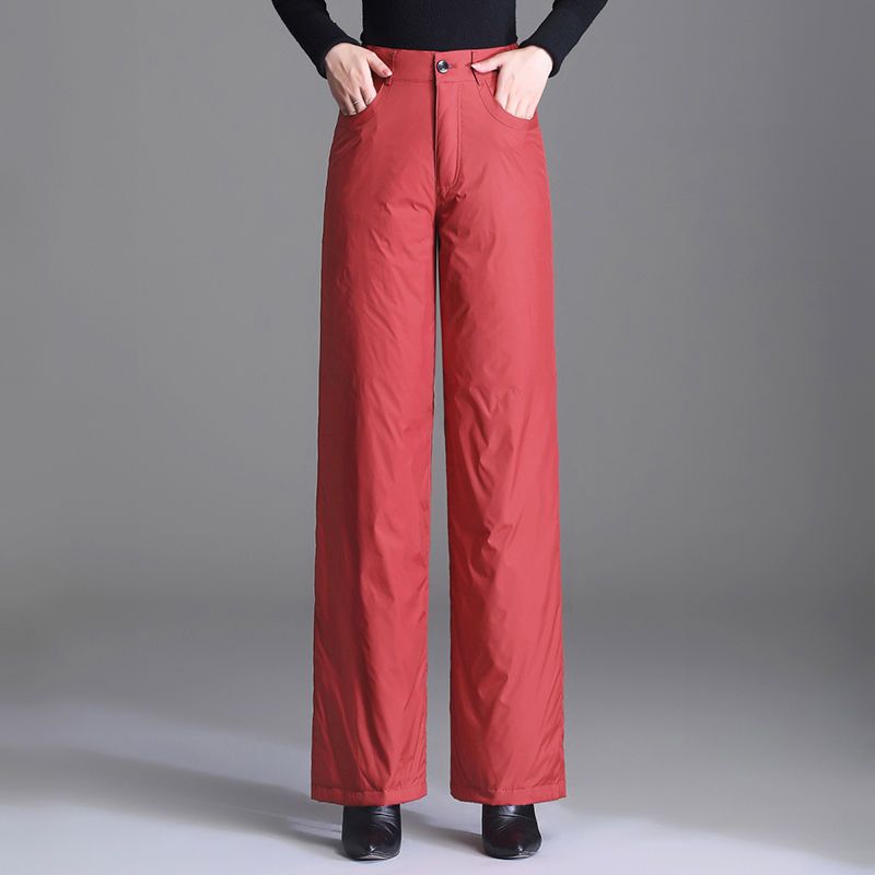 加厚时尚冬季保暖宽松直筒裤清仓外贸尾单新款加绒时尚高腰阔腿裤