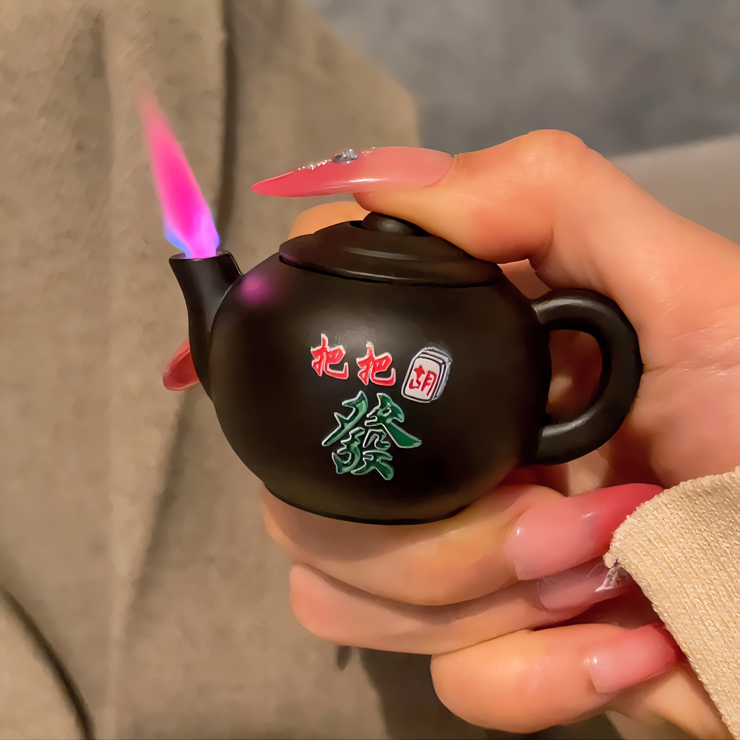 创意把把壶打火机国潮西施壶茶壶趣味摆件防粉色火焰个性时尚送礼