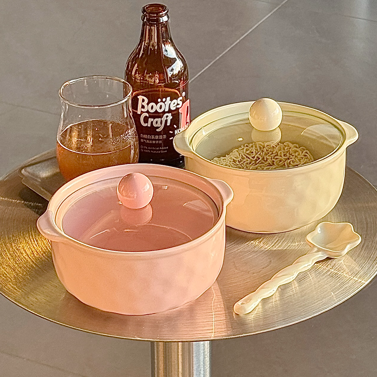 ins带盖泡面碗带勺学生宿舍大号陶瓷汤碗微波陶瓷螺蛳粉方便面碗