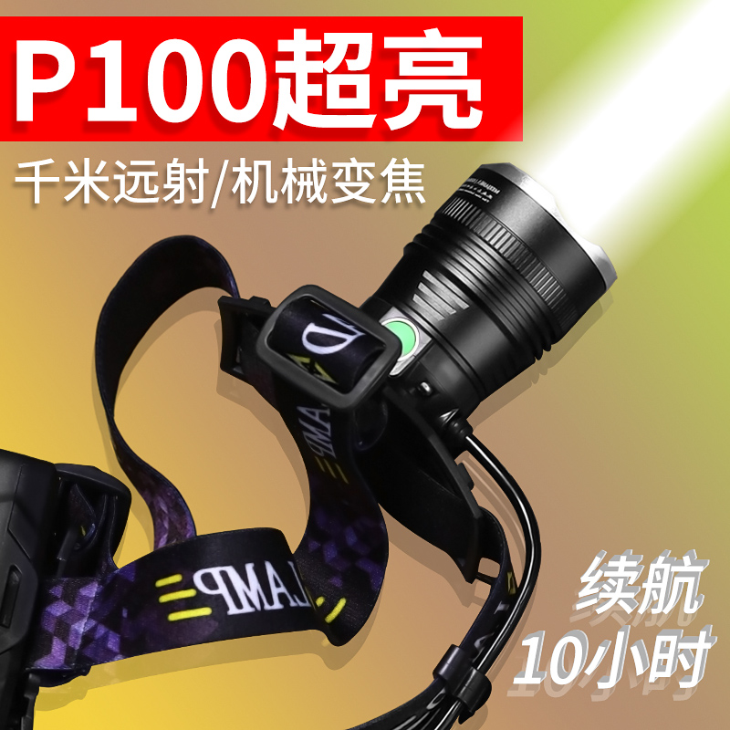 铭久头灯强光充电超亮头戴式变焦钓鱼夜钓超长续航户外赶海头灯