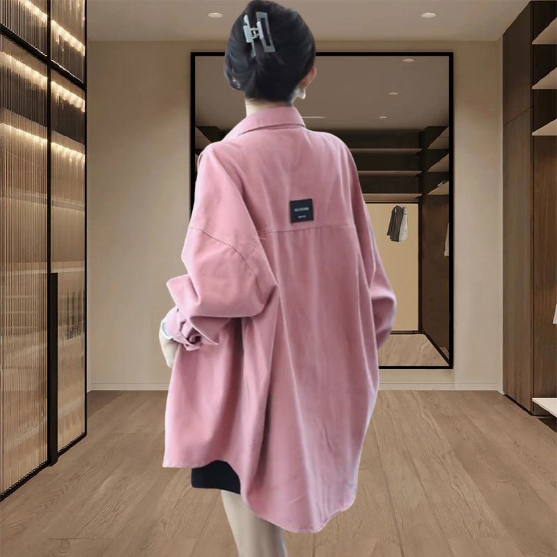 休闲宽松慵懒风大版衬衫女春秋百搭上衣开衫韩版时尚洋气衬衣外套