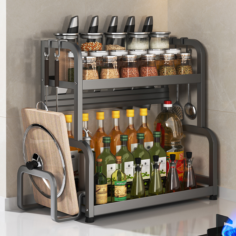 居厨厨调味品置物架厨房台面筷子加厚多功能调料品不锈钢多层收纳