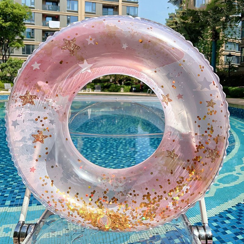 亮片星星游泳圈儿童救生圈成人浮圈加厚初学者女童少女充气腋下圈