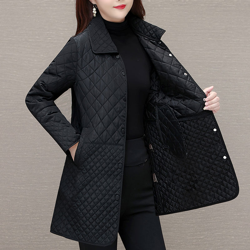 中长款棉衣外套女2025新款秋冬大码宽松显瘦妈妈秋装小棉袄夹棉服