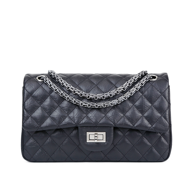 头层牛皮小香风包包2025新款手掌纹菱格链条包手工真皮单肩斜挎包