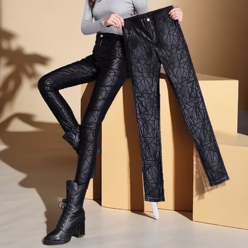 2025加绒秋冬爆款加厚高腰黑色小脚裤磨砂性感外穿打底裤亚光裤子