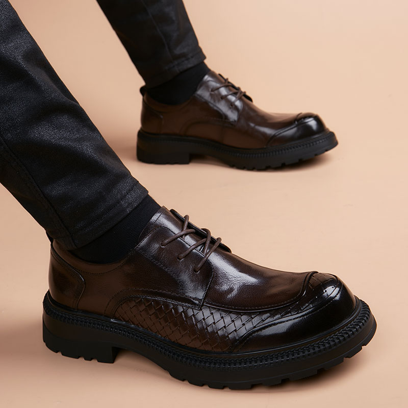 皮鞋男商务正装真皮高端头层牛皮轻奢男士新款透气厚底休闲男鞋子
