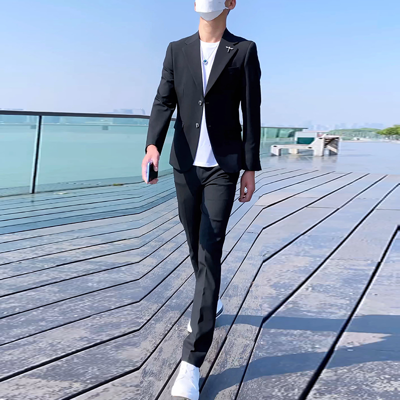 新款休闲痞帅男士春秋商务职业正装伴郎服韩版西装男休闲西装套装