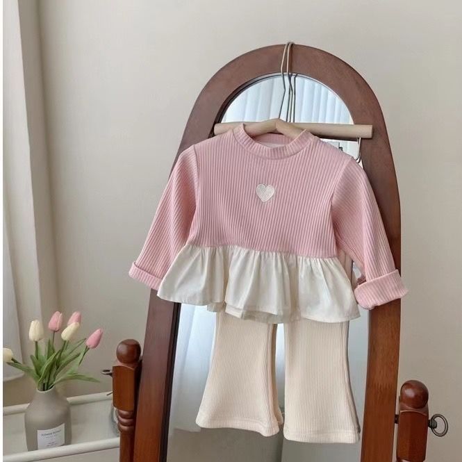 2025新款女童秋装打底衫儿童韩版长袖花边上衣女宝宝春秋季娃娃衫