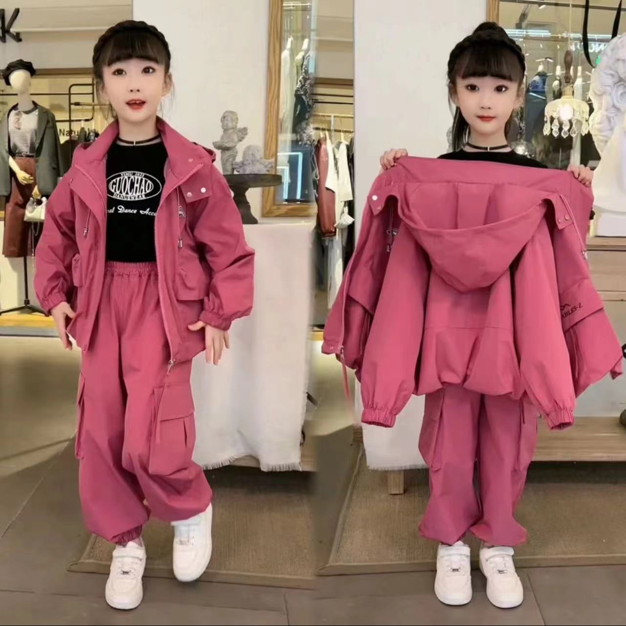 女童秋季工装套装2025新款儿童韩系网红炸街中大童洋气韩版春秋装