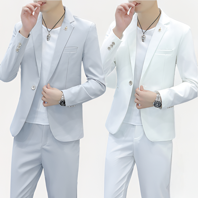 休闲西装套装男士两件套2024春秋韩版修身西服新郎结婚礼服伴郎潮