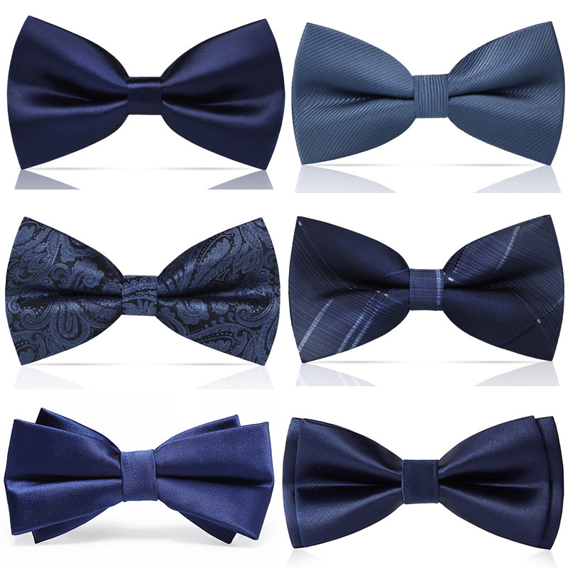 时尚蓝色领结男士正装商务宴会百搭新郎结婚婚礼礼服蝴蝶结伴郎潮