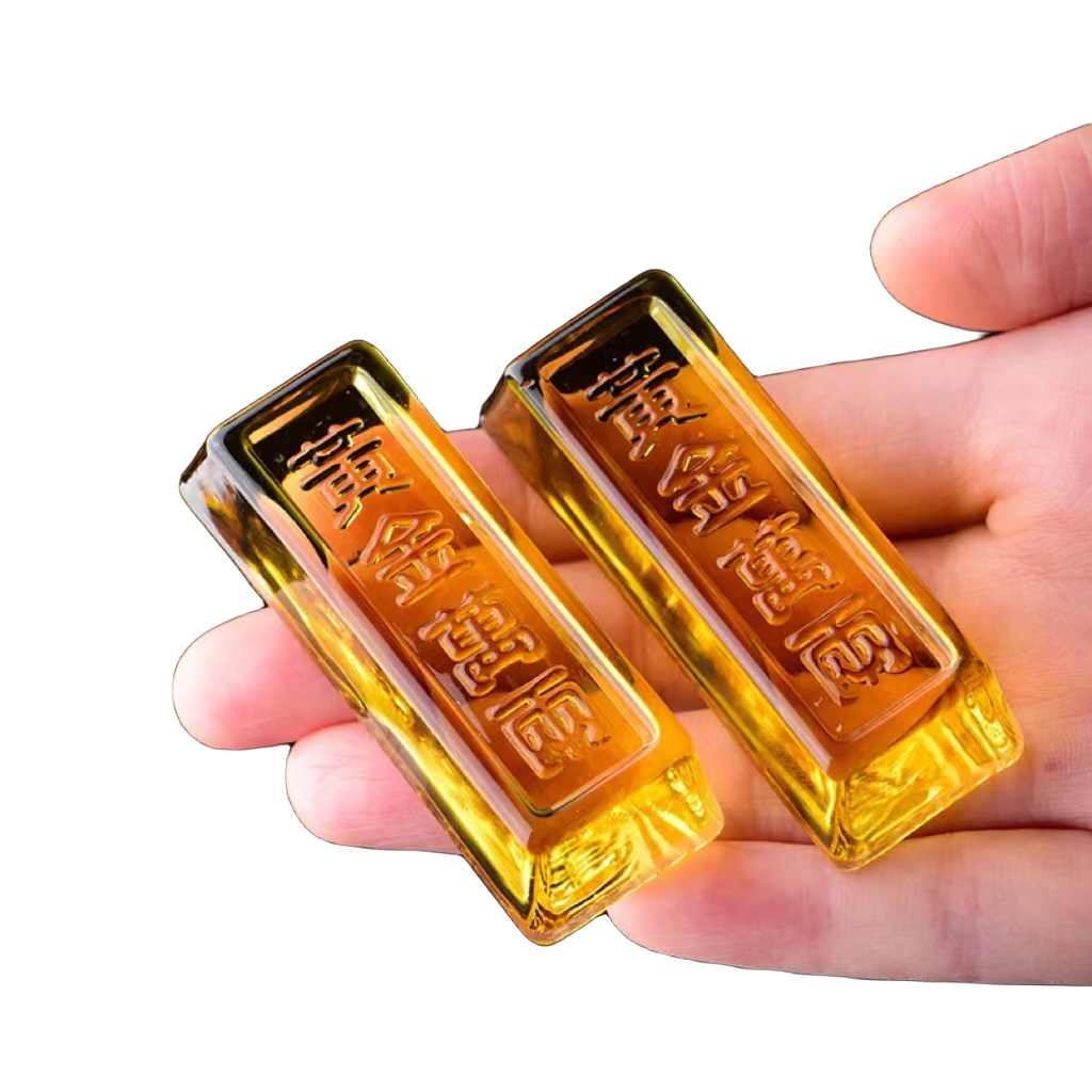 【水晶金条】琉璃精雕黄水晶手工晶莹摆件开业纳福吉祥高档家居摆件