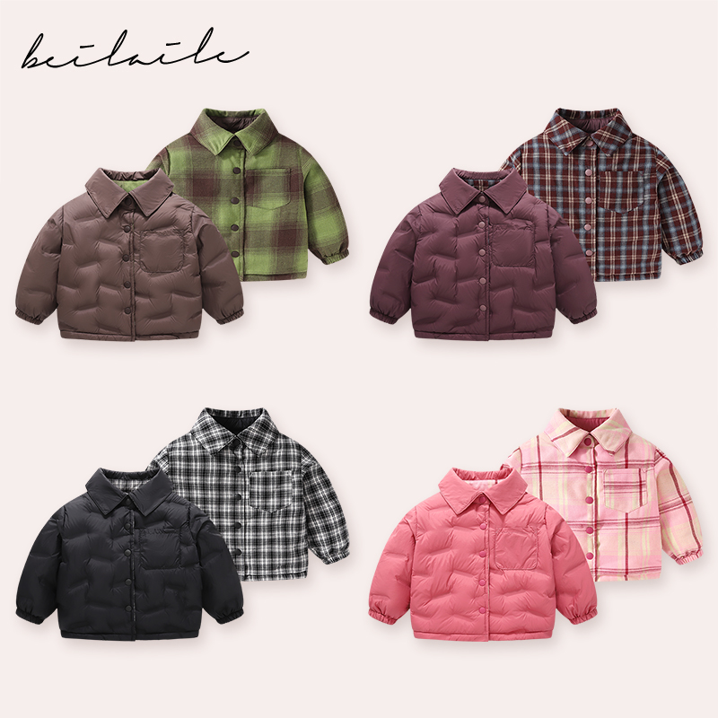 【三防双面穿羽绒 】婴儿童连体衣服宝宝羽绒外套秋冬白鸭绒轻薄K15