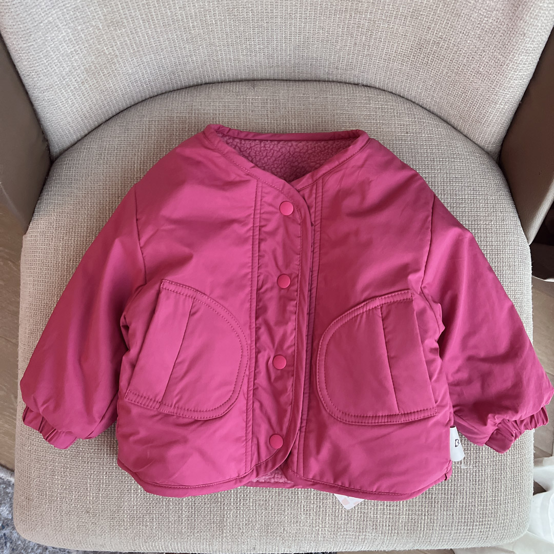 【两面穿毛毛棉外套 小洛妈咪】男童女外套儿童上衣服外出服K8