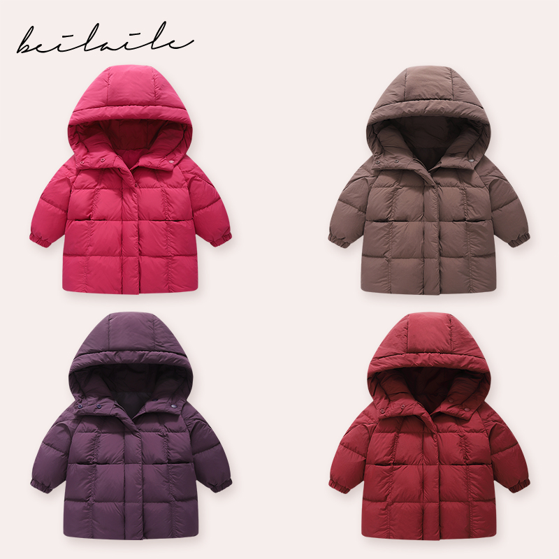 【三防中长款带帽羽绒外套 小洛妈咪】婴儿童羽绒服宝宝外套冬J11