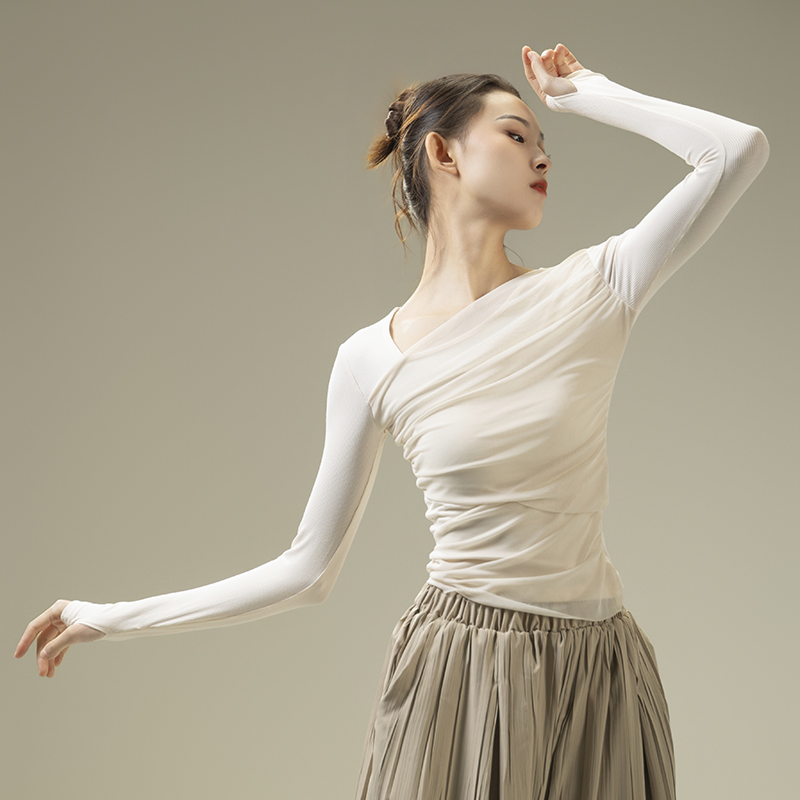网纱现代舞练功服新品个性舞蹈服古典舞基训服上衣瑜伽中国舞艺考