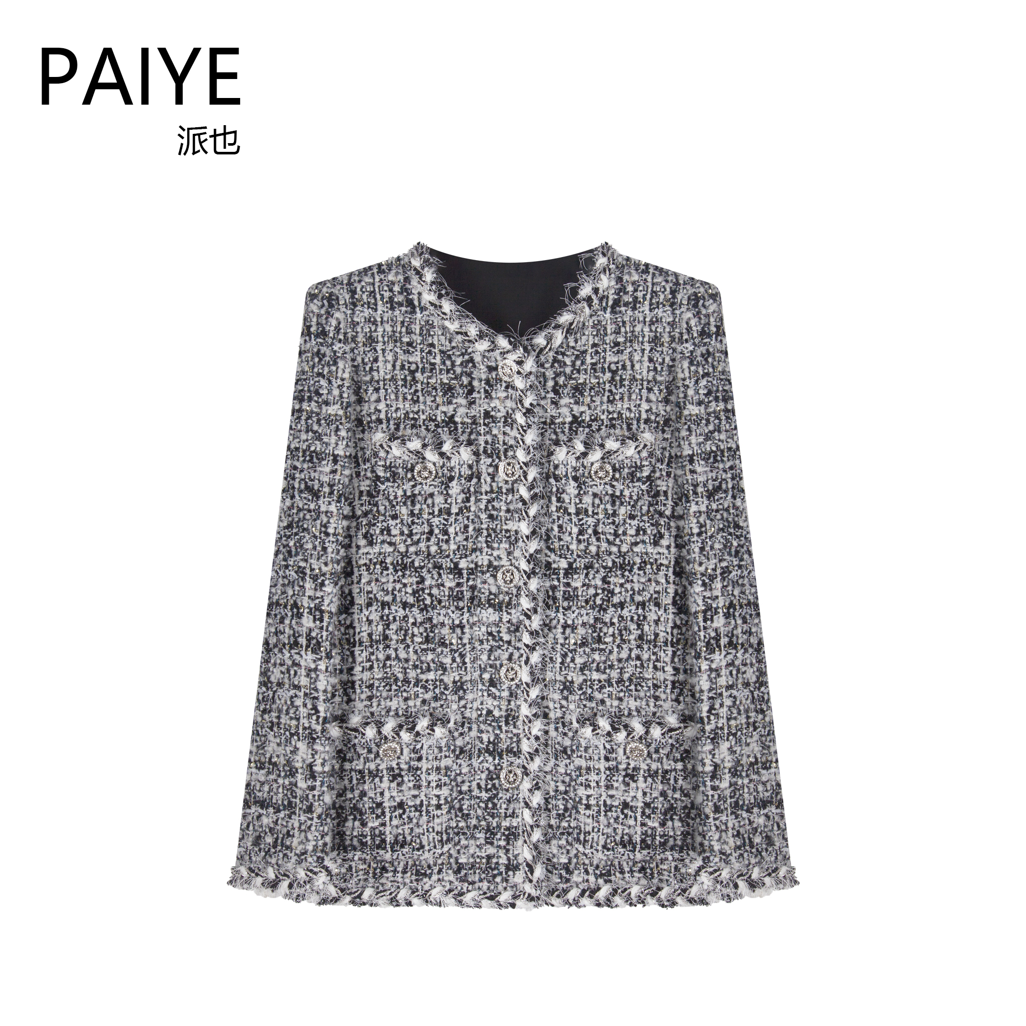 90鸭绒羽绒小香风外套冬季2025新款女粗花呢设计感轻熟甜美A78038