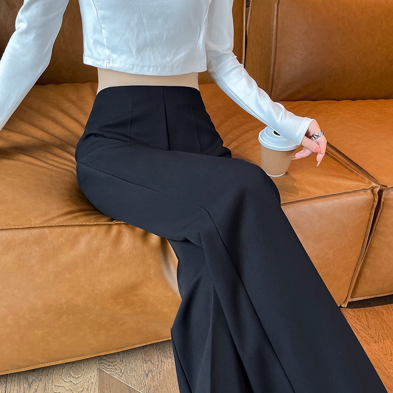 杜拉妮窄版阔腿裤女春季高级垂感西装裤高腰显瘦休闲拖地微喇叭裤