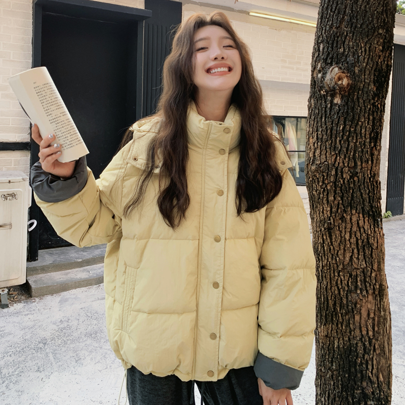 高级感超好看短款羽绒服女冬季面包服小个子宽松加厚白鸭绒外套潮