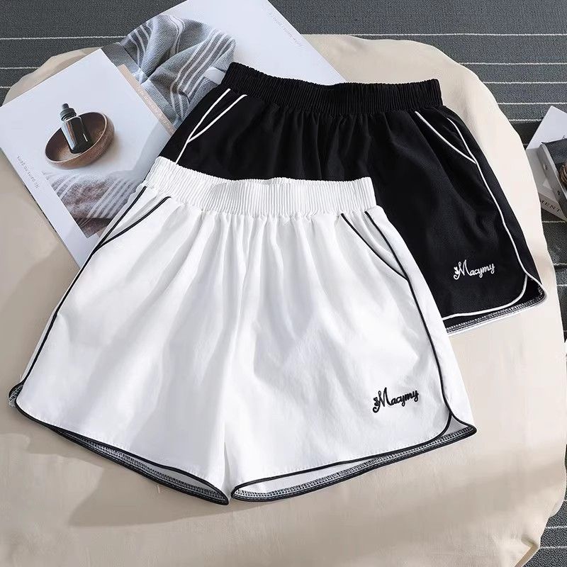 冰丝运动短裤女夏季薄款高腰外穿宽松居家睡裤百搭休闲阔腿热裤子