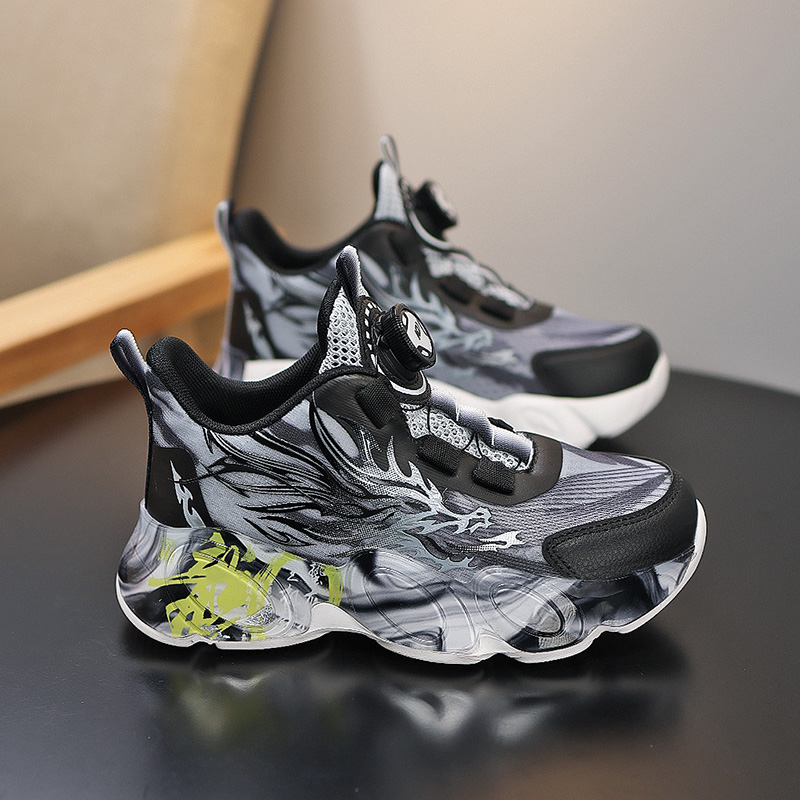 男孩运动篮球鞋2024新款春秋男孩跑步鞋透气网面鞋学生百搭运动鞋