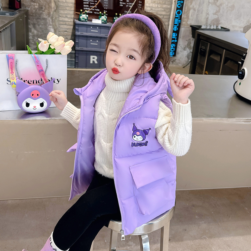 女童库洛米6加棉马甲2025新款洋气加厚马夹儿童冬季外穿保暖坎肩3