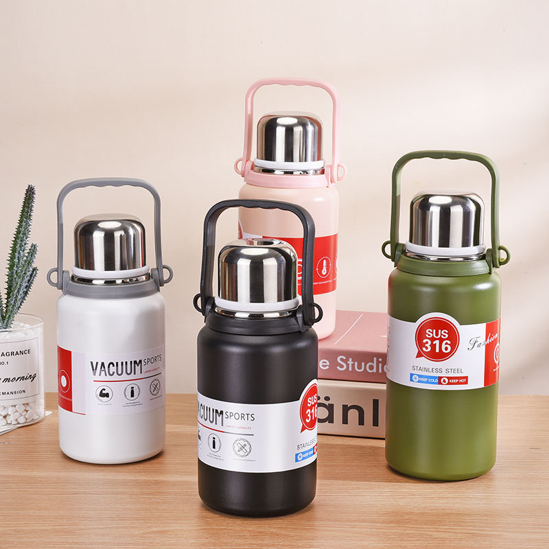 【19.8包邮】900毫升大容量背带手提一盖两用保温壶户外真空超长