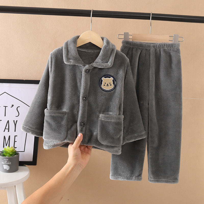 儿童秋冬季睡衣珊瑚绒男童女童加厚法兰绒宝宝男孩冬款家居服套装