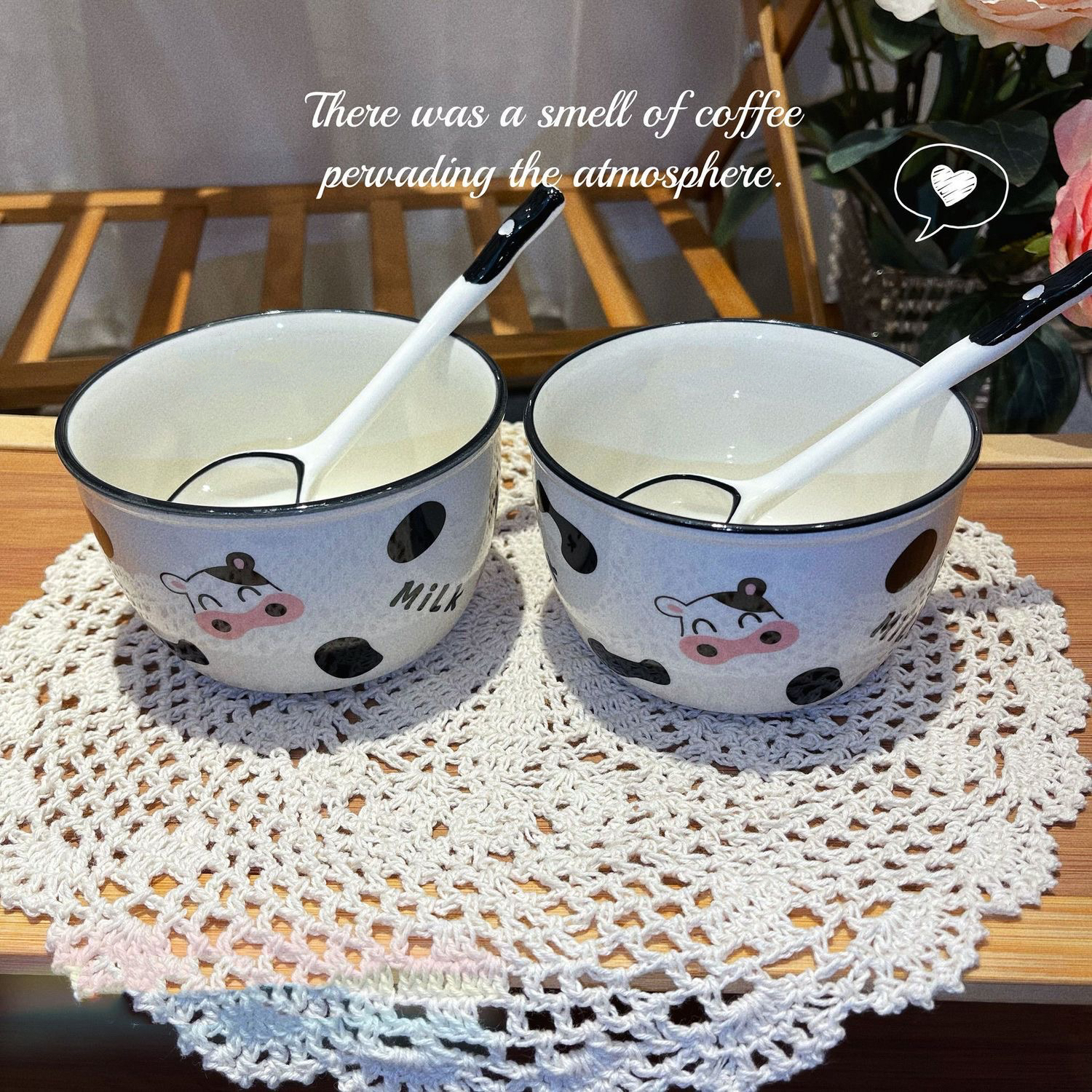 【2碗2勺】碗家用碗勺奶牛碗创意卡通碗可爱碗勺餐具陶瓷米饭碗具