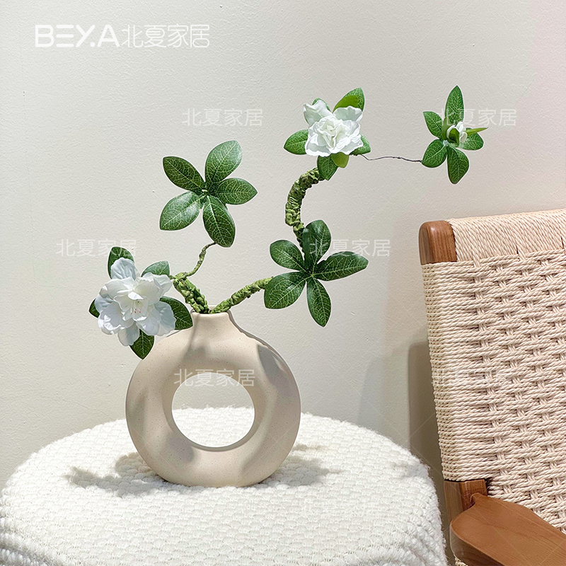栀子花创意陶瓷花瓶桌面摆件客厅梳妆台茶几摆件饰品装