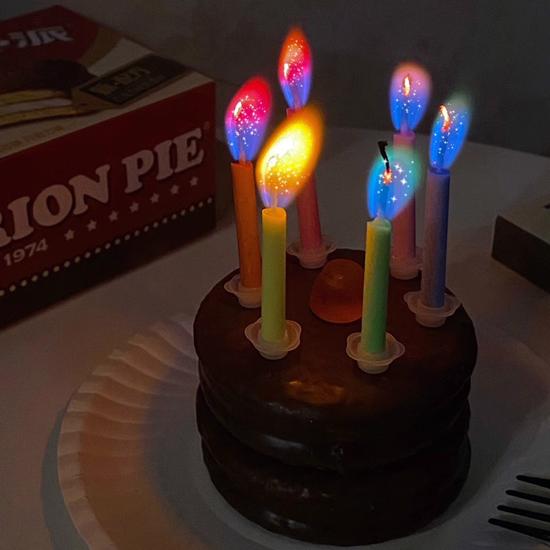 【彩焰蜡烛】彩色火焰拍照道具晚餐装饰节日仪式感情人节生日蛋糕